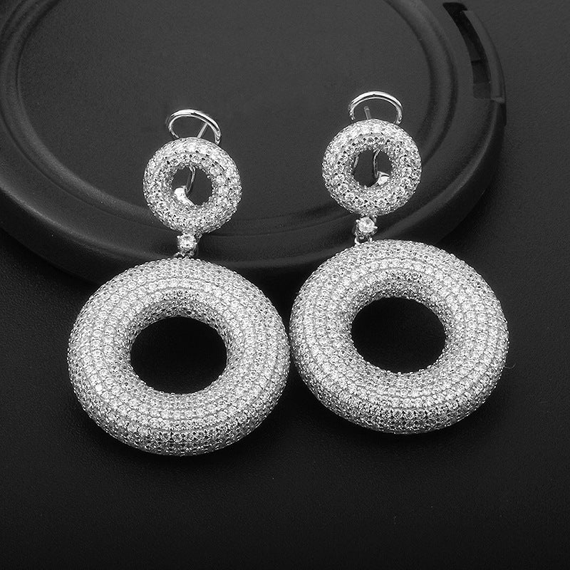 925 Silver Zircon Eardrops European Style