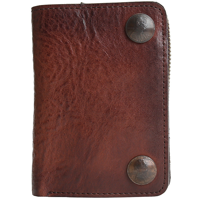 Leather Wallet Buckle Top Layer Cowhide